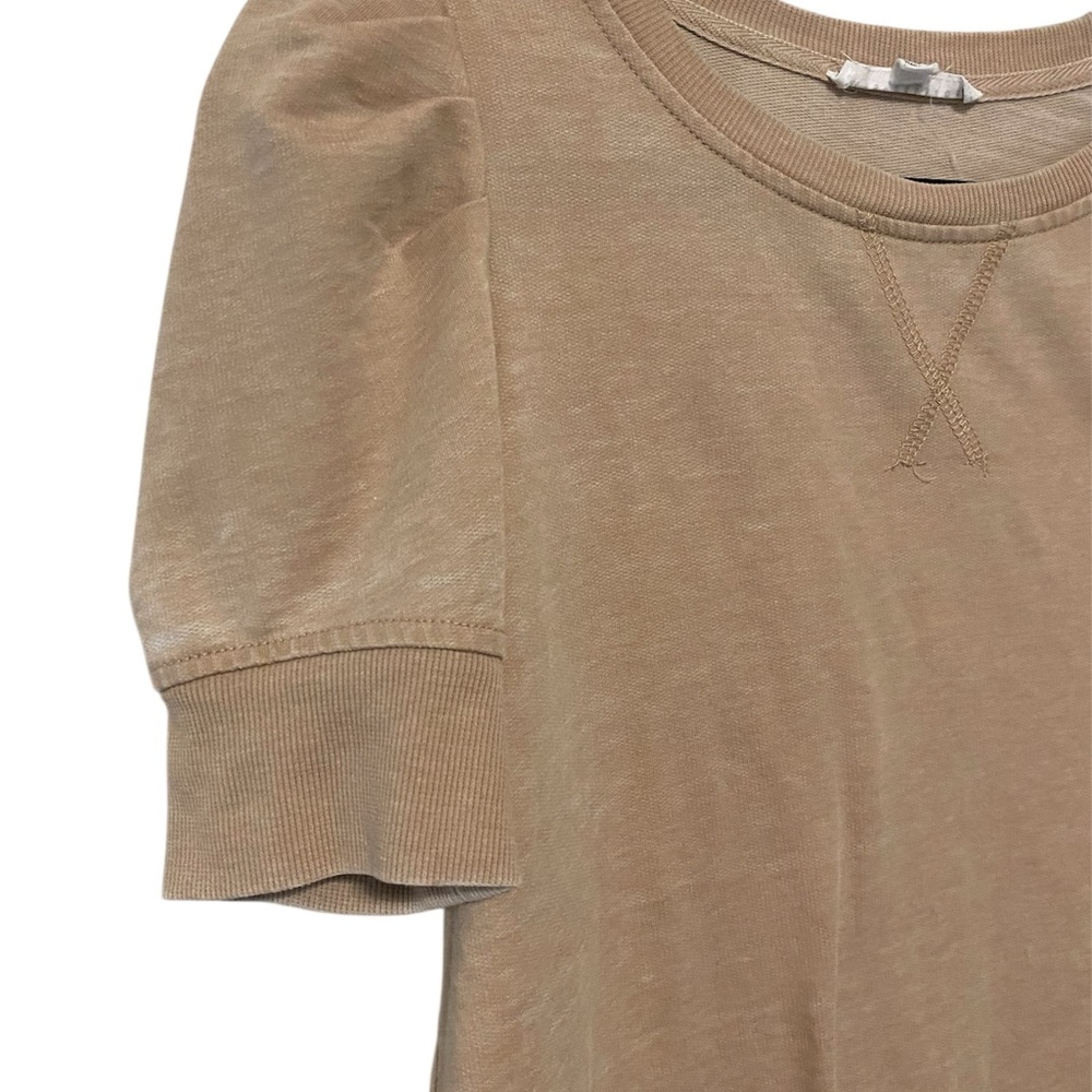 Jane and Delancey Short Puff‎ Sleeve Tan Top - Picture 3 of 5